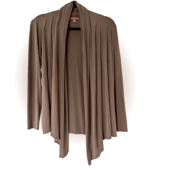 👚🏢 ELLEN TRACY Tan Cascading Shrug Cardigan | Women’s Size P/S Lightweight Knit - Picture 1 of 4